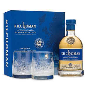 Fles & 2 glazen in mooie case - Whisky - Kilchoman - Machir Bay - 0,7l - 46%