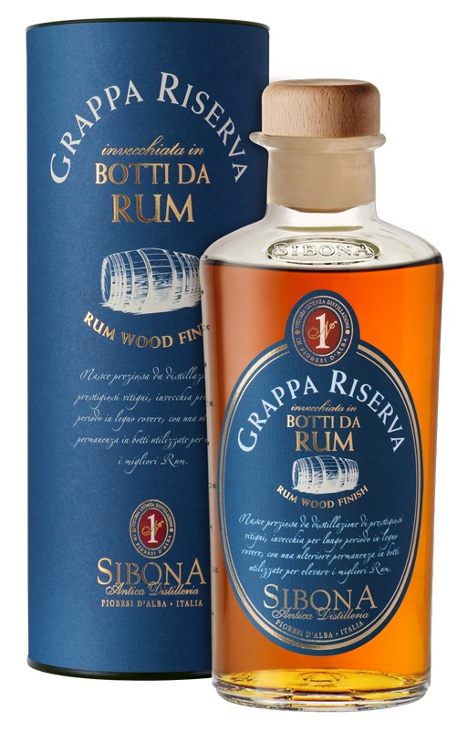 Fles & Case - Grappa - Sibona - Wood -Riserva Rum FInish - 0,5l - 44%