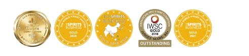PENDERYN-GOLD-RANGE-PEATED-SINGLE-MALT-medals