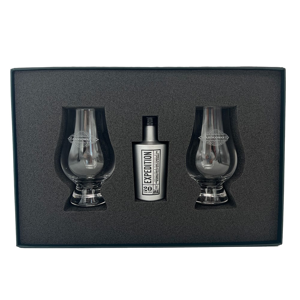 Ardgowan Expedition 20 YO mini met glazen mood shot 2